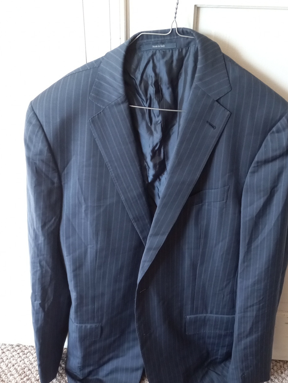 Ermenegildo Zegna Navy Pinstripe Suit Jacket